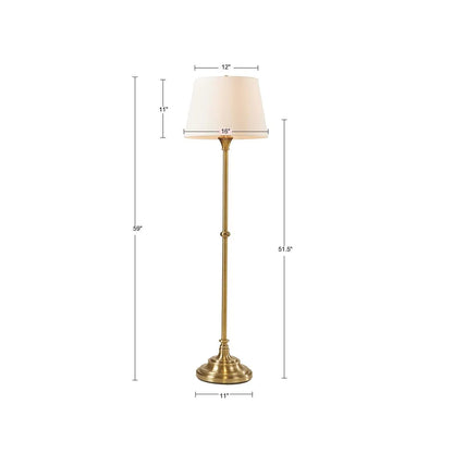 Floor lamp with dimensions on a white background