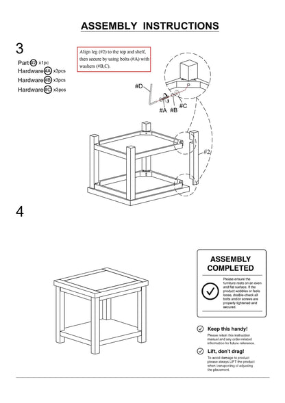 Assembly instructions for a piece of furniture with diagrams and text.