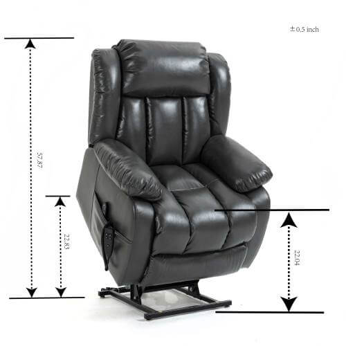 Grey Faux Leather Power Lift Recliner w/ Massage & Heat