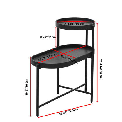 2-Tier Iron Frame End Table with Storage