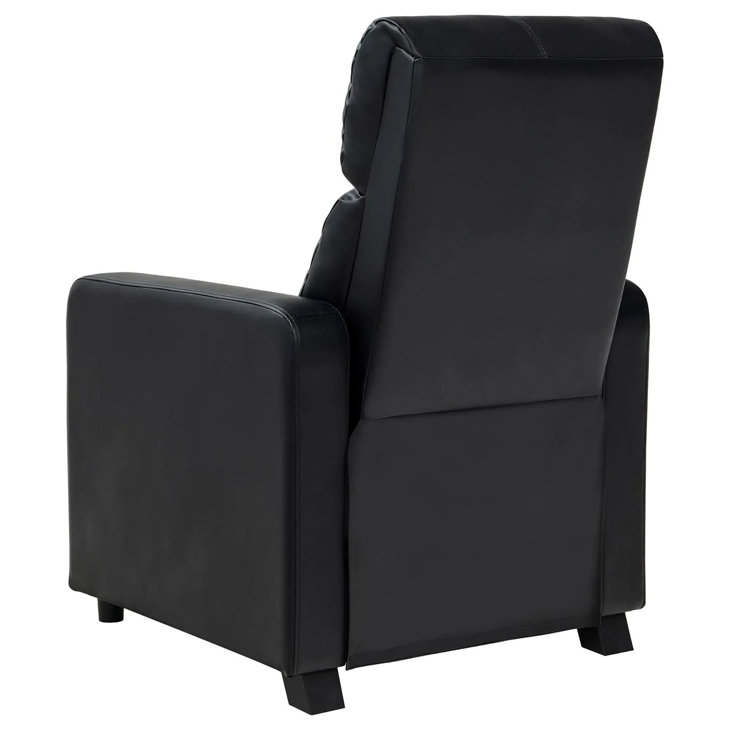 Black leather recliner chair armrest on a white background