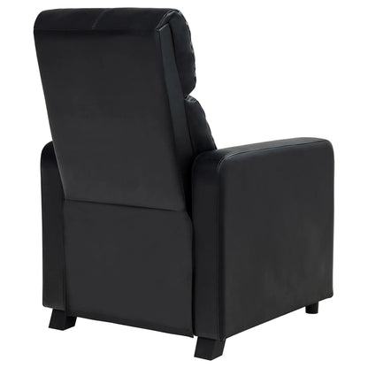 Black leather recliner chair with black legs on a white background
