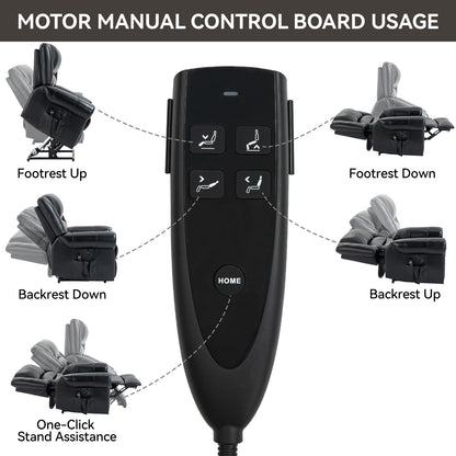 Motor manual remote control with icons showing various recliner positions and functions.