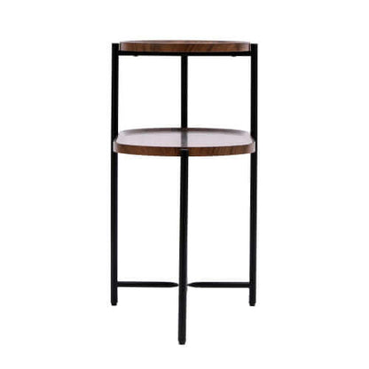 2-Tier Walnut Coffee Table with Wood Shelf – Modern Sofa Side Table