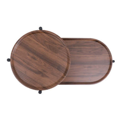2-Tier Walnut Coffee Table with Wood Shelf – Modern Sofa Side Table