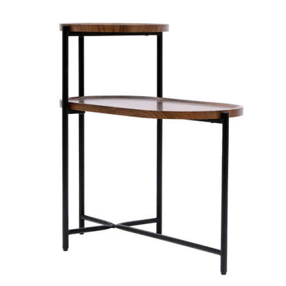 2-Tier Walnut Coffee Table with Wood Shelf – Modern Sofa Side Table