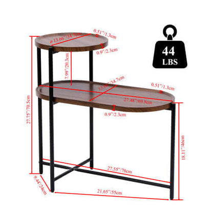 2-Tier Walnut Coffee Table with Wood Shelf – Modern Sofa Side Table