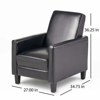Black Faux Leather Push Back Chair – Elegant Accent for Modern Homes