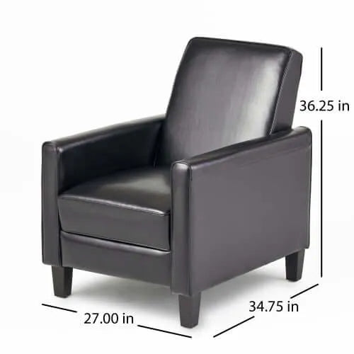 Black Faux Leather Push Back Chair – Elegant Accent for Modern Homes