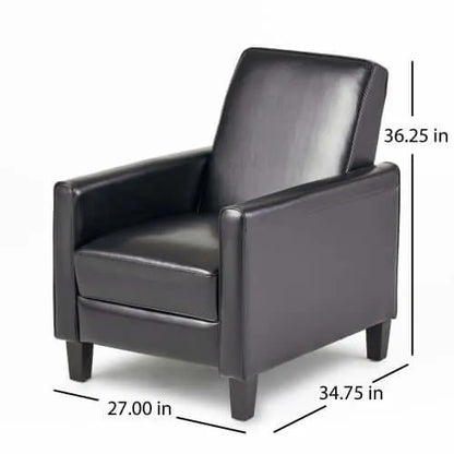 Black Faux Leather Push Back Chair – Elegant Accent for Modern Homes