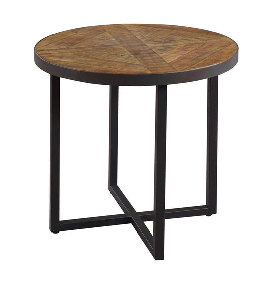 Antique Pine & Steel Gray End Table