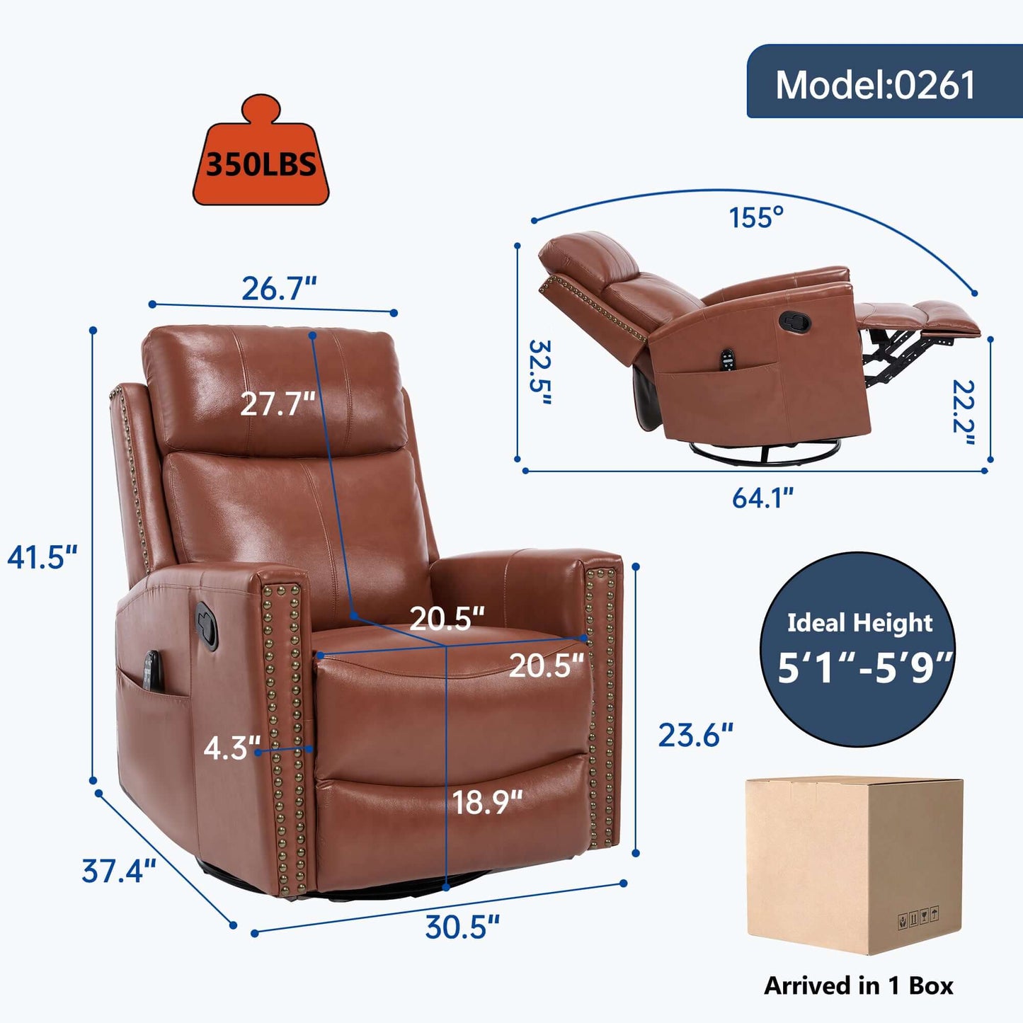 Red Recliner w/ Heat, Massage, Rocker & Swivel – Manual