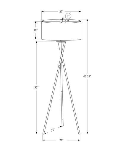 62" Nickel Floor Lamp with Grey Shade – Sleek, Modern & Bright
