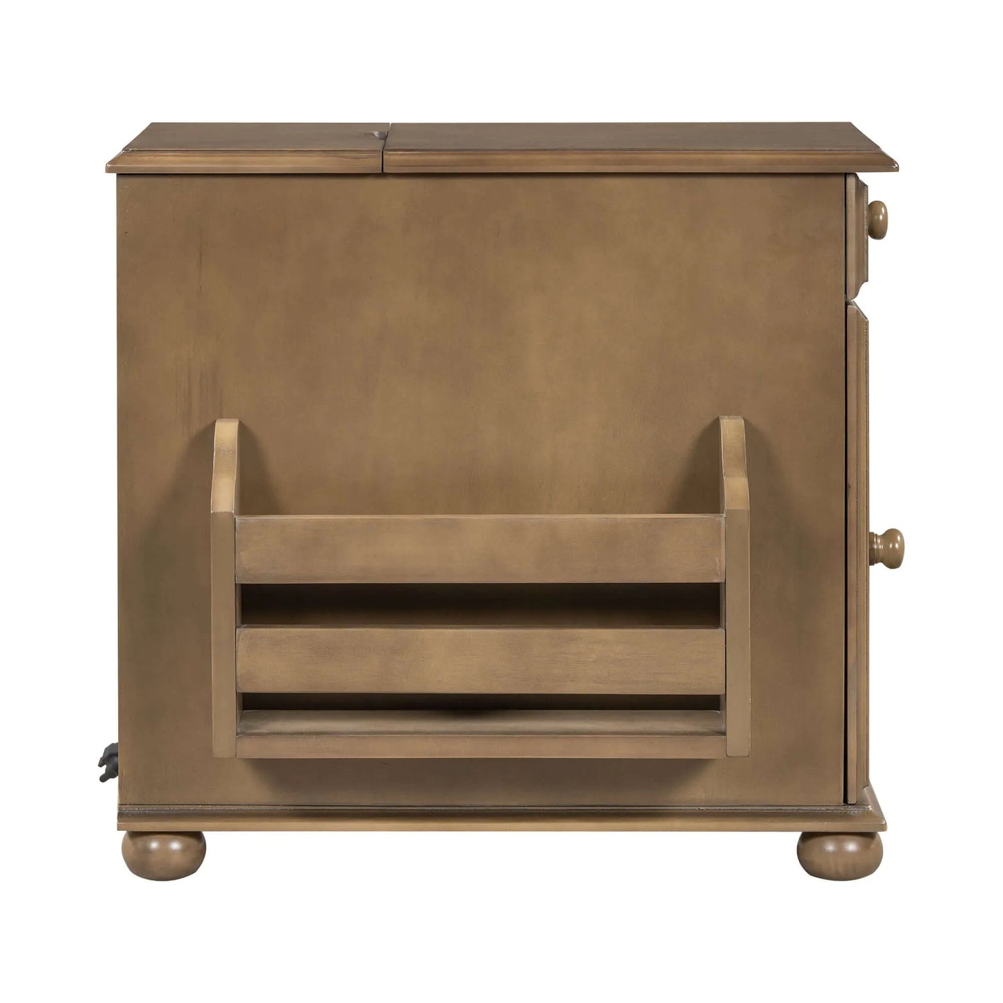 Wooden end table with a shelf on a white background