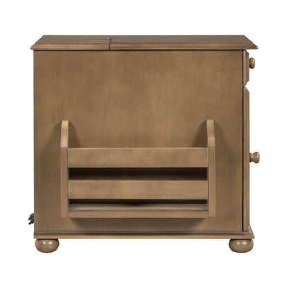 Wooden end table with a shelf on a white background