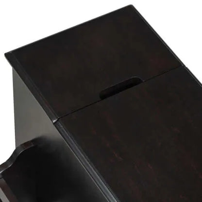 Dark brown end table with a simple design on a white background