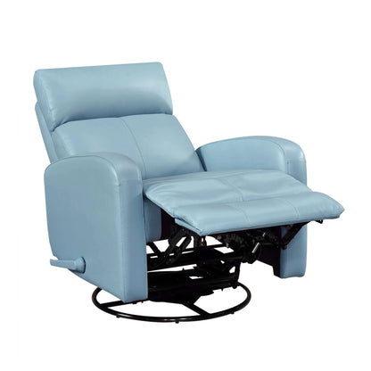 Blue recliner chair with footrest on a white background