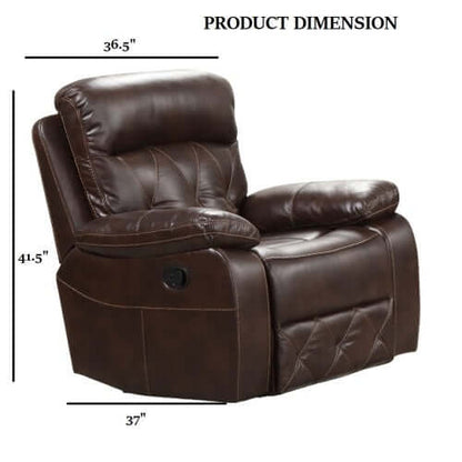 Brown Manual Recliner Chair – Diamond Stitching & Pillow Arms
