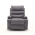 Gray faux leather power lift recliner with wide seat, padded arms, and sleek silhouette—built for cozy lounging and modern living, on white background.