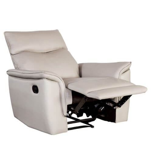 Beige leather recliner chair on a white background