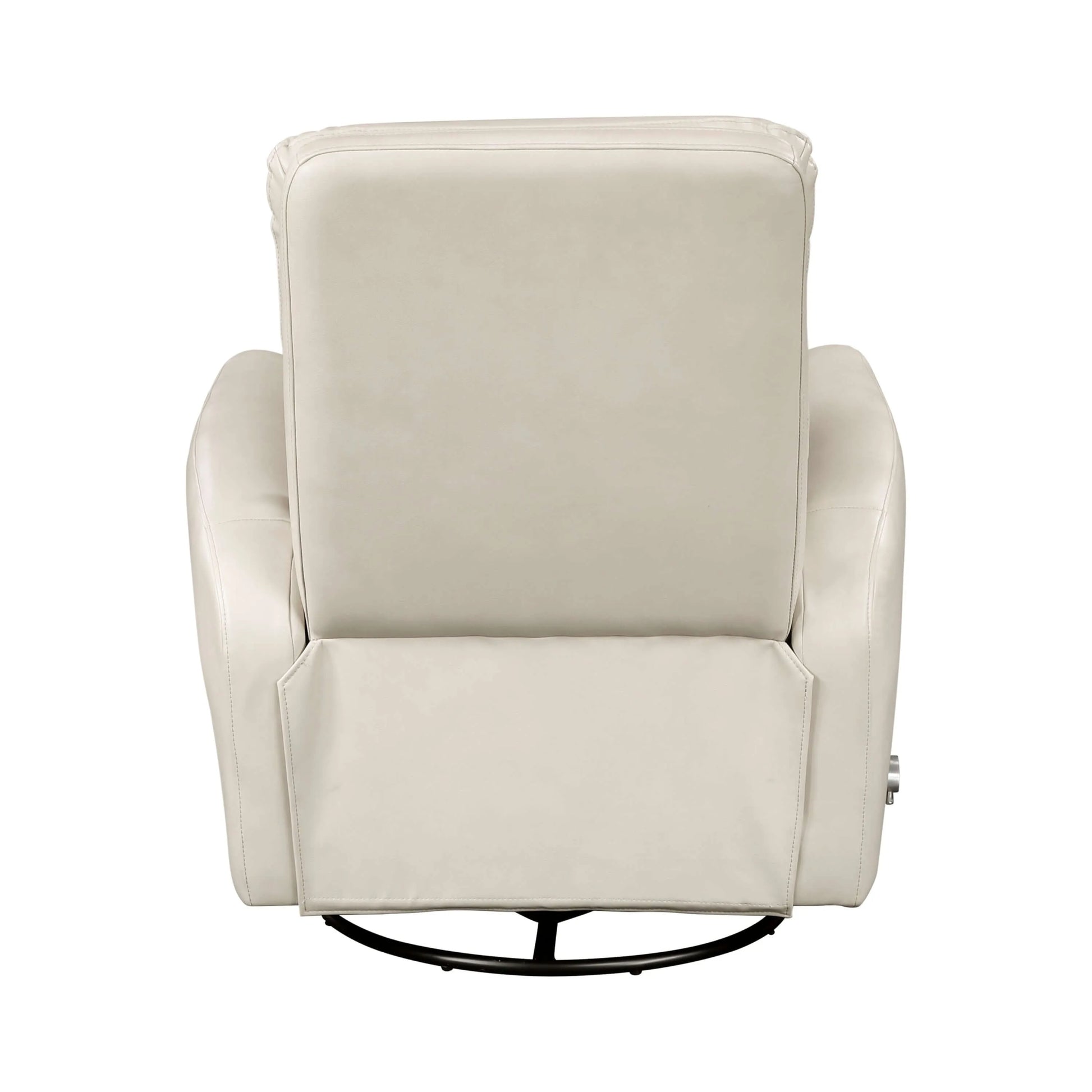 Back side of a beige recliner chair on a white background