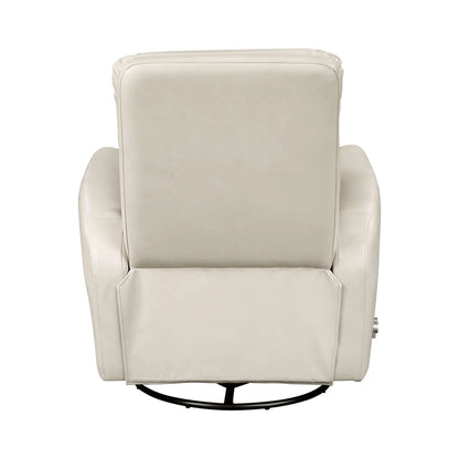 Back side of a beige recliner chair on a white background