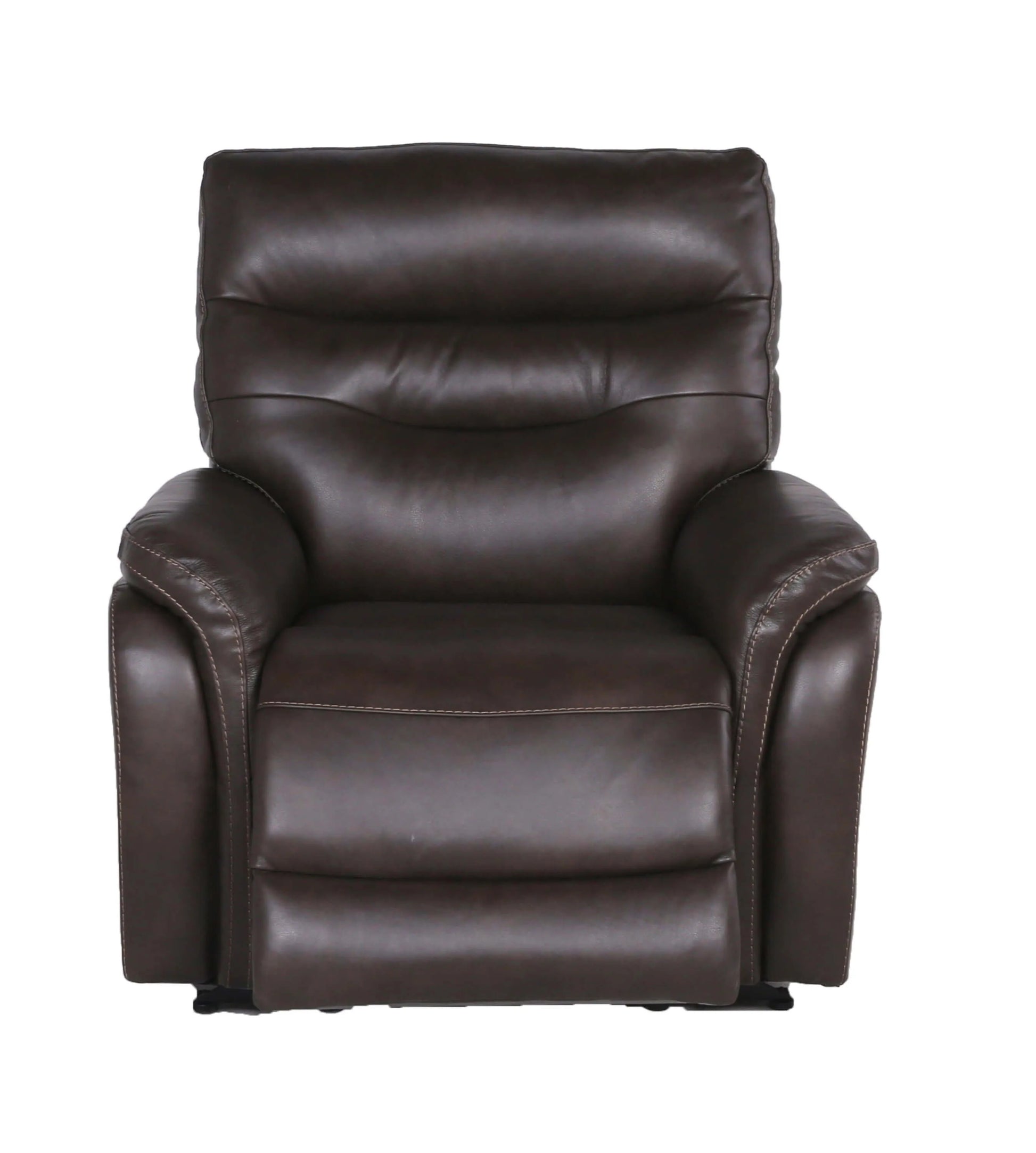 Brown leather recliner chair on a white background