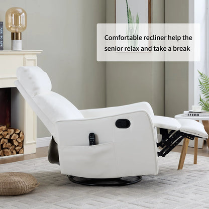 White recliner chair in a living room setting with text about comfort.