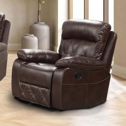 Brown Manual Recliner Chair – Diamond Stitching & Pillow Arms