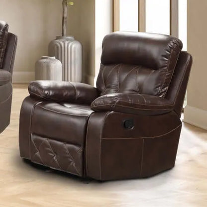 Brown Manual Recliner Chair – Diamond Stitching & Pillow Arms
