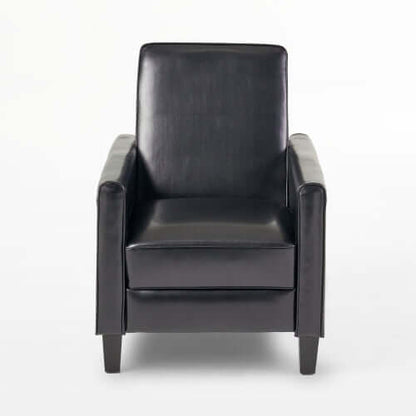 Black Faux Leather Push Back Chair – Elegant Accent for Modern Homes