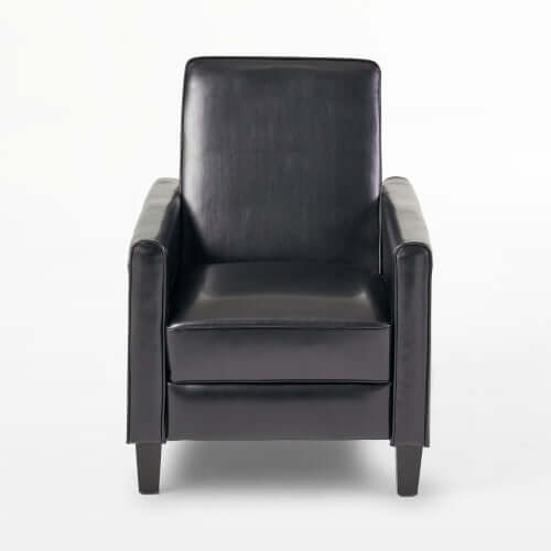 Black Faux Leather Push Back Chair – Elegant Accent for Modern Homes