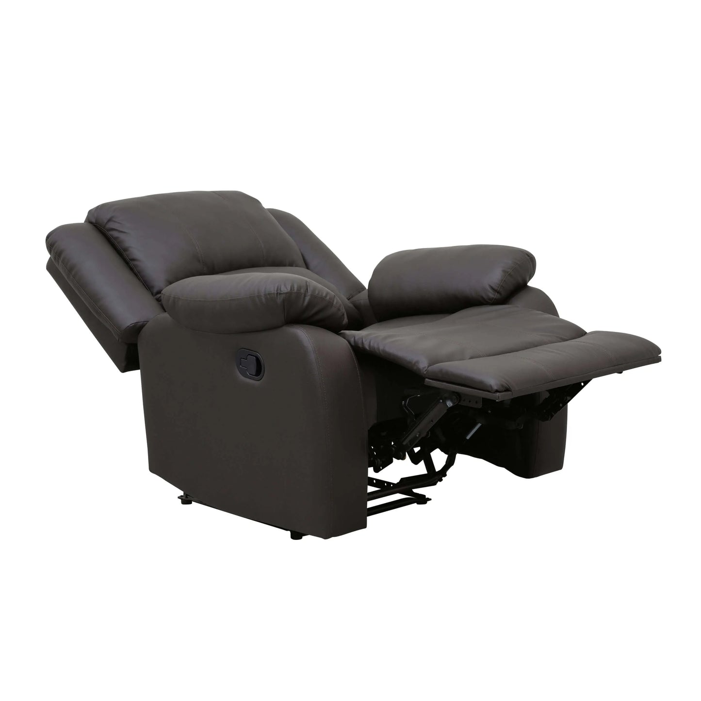 Modern Reclining Pillowtop Arms Recliner - Full recline view