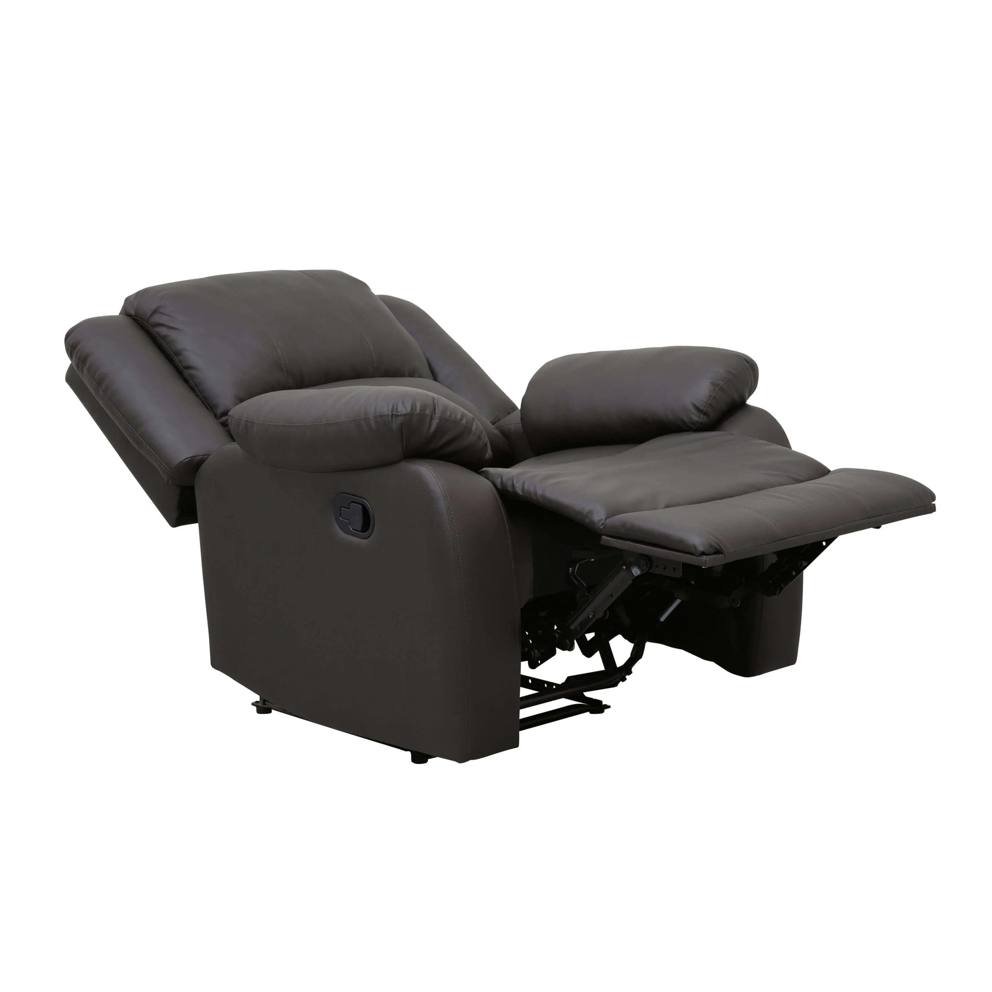 Modern Reclining Pillowtop Arms Recliner - Full recline view
