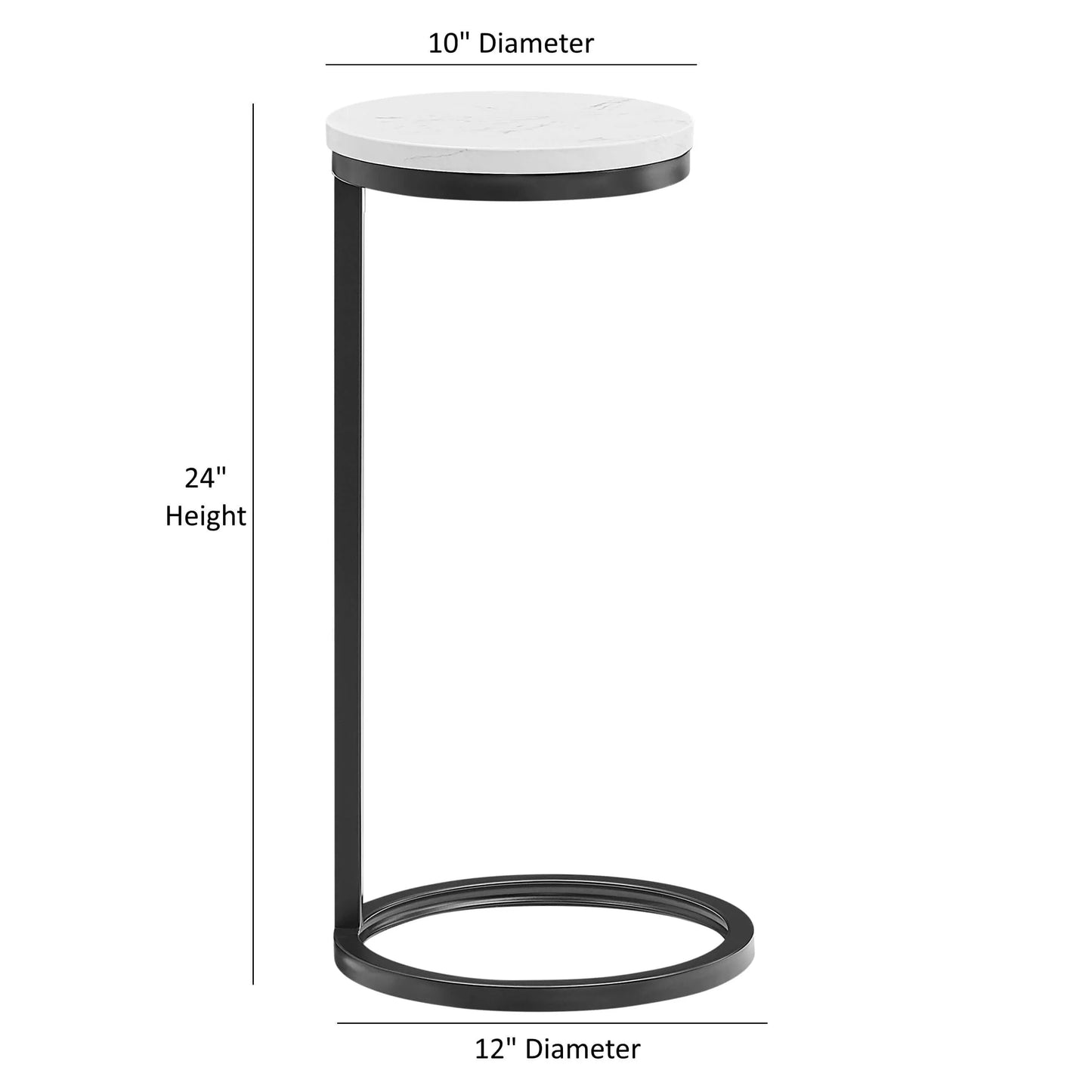 End table with dimensions labeled on a white background