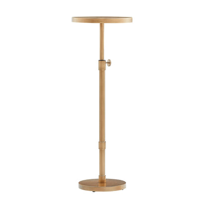 Antique brass end table with adjustable stand on a white background