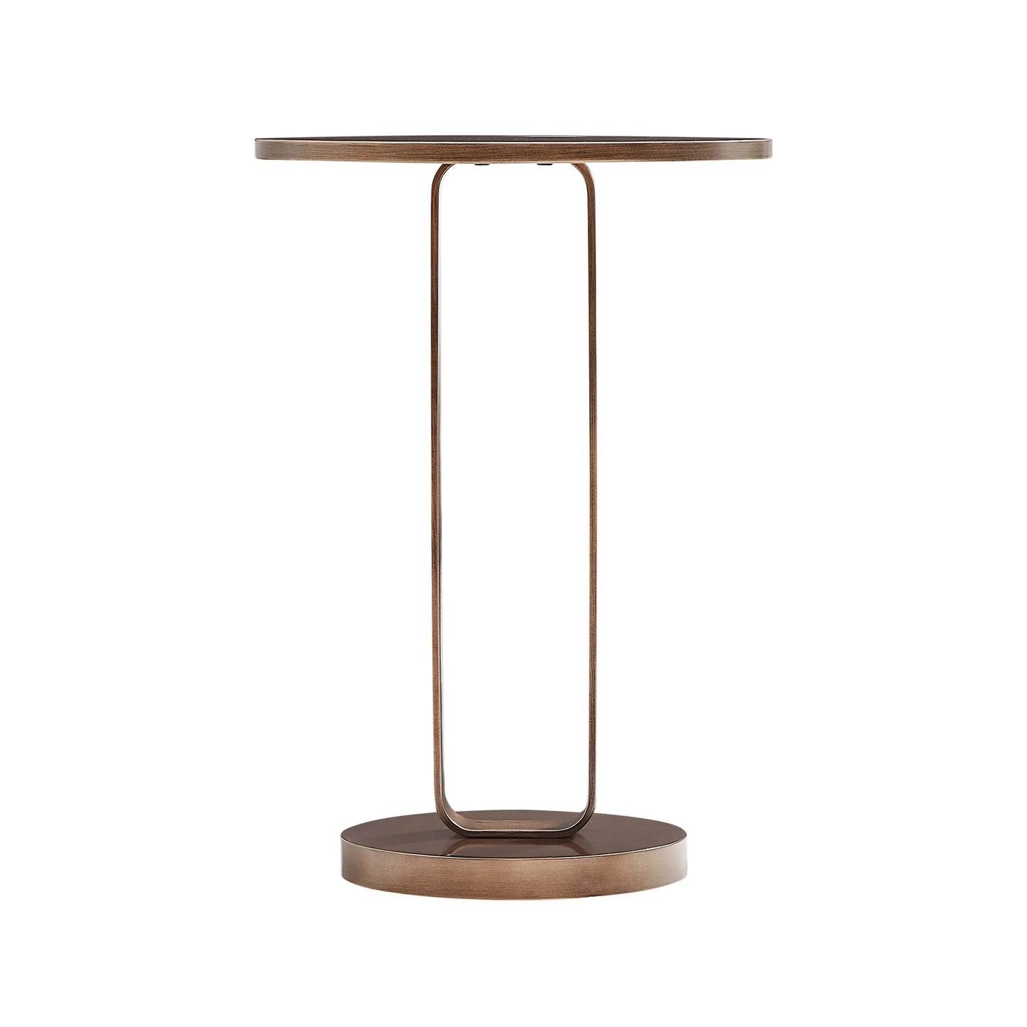 Bronze accent table with a minimalist design on a white background
