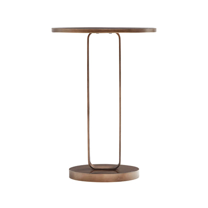 Bronze accent table with a minimalist design on a white background