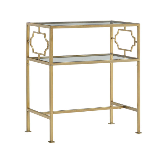 Gretna Rectangular Antique Gold Metal and Glass Accent Table