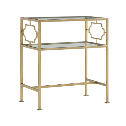 Gretna Rectangular Antique Gold Metal and Glass Accent Table