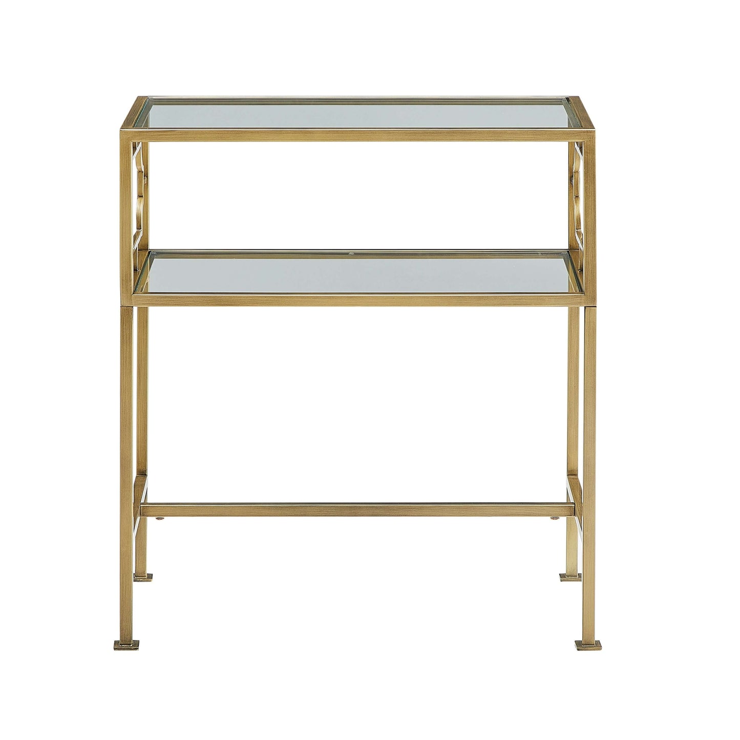Gretna Rectangular Antique Gold Metal and Glass Accent Table