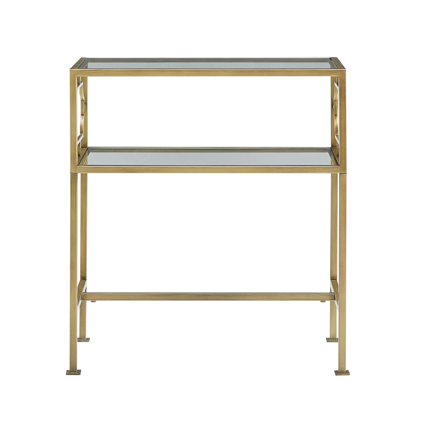Gretna Rectangular Antique Gold Metal and Glass Accent Table