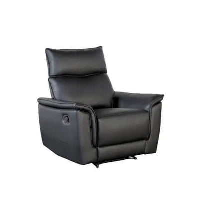 Black leather recliner chair on a white background