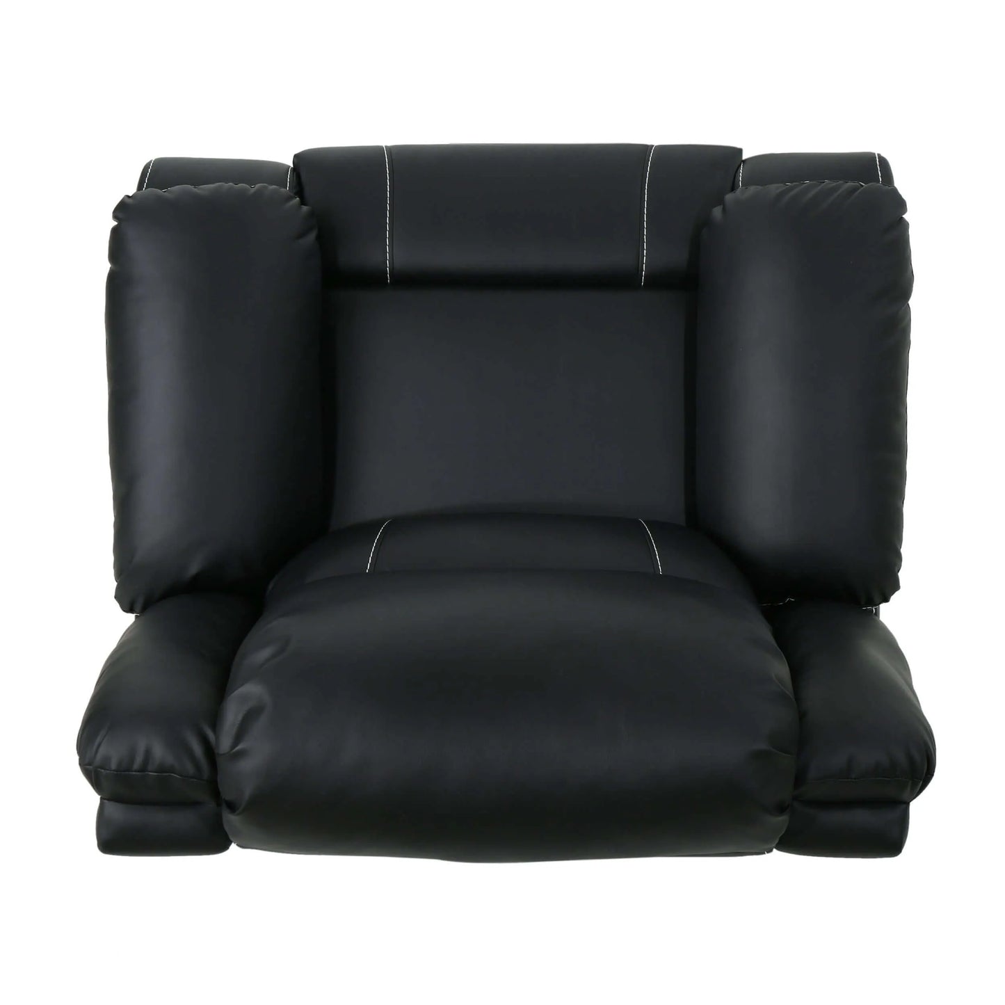 Top view of a Modern Faux Leather Manual Swivel Recliner with 360-Degree Rotation on a white background