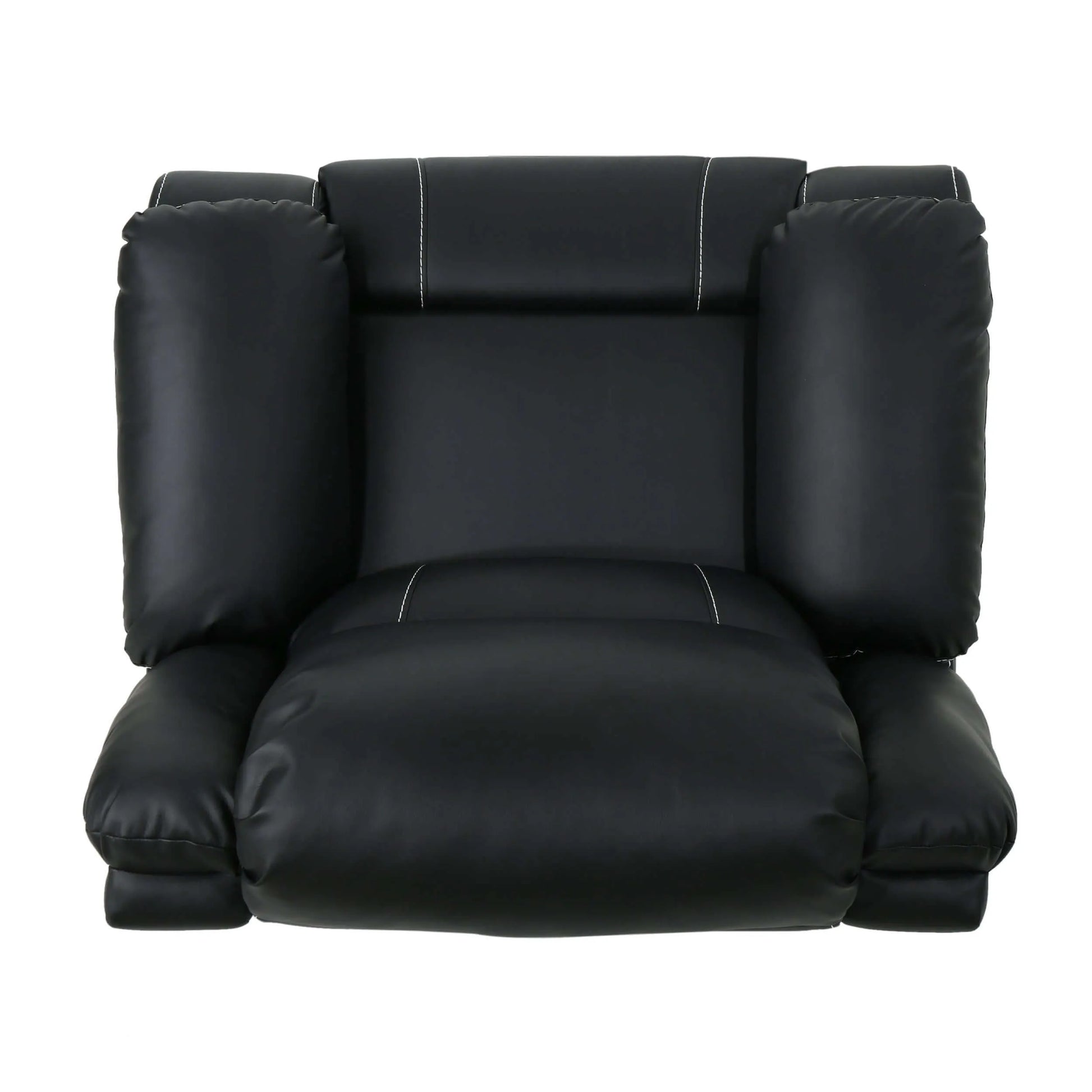 Top view of a Modern Faux Leather Manual Swivel Recliner with 360-Degree Rotation on a white background