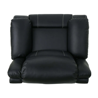Top view of a Modern Faux Leather Manual Swivel Recliner with 360-Degree Rotation on a white background
