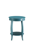 Teal end table on a white background