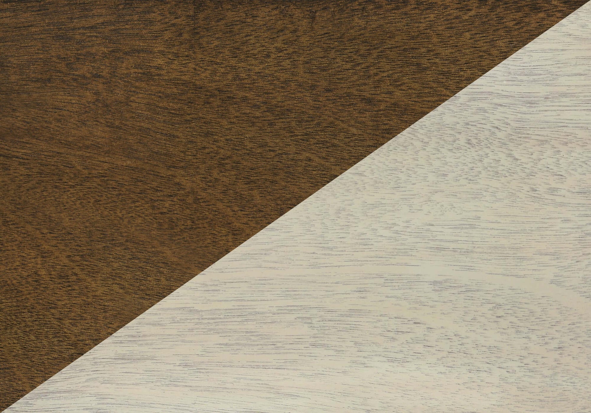 Two different wood textures side by side, one brown and one antique white.