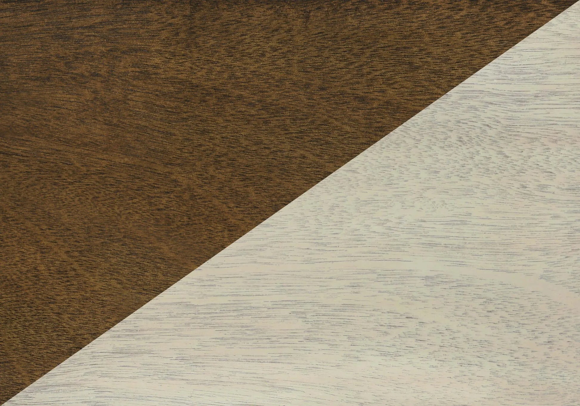 Two different wood textures side by side, one brown and one antique white.