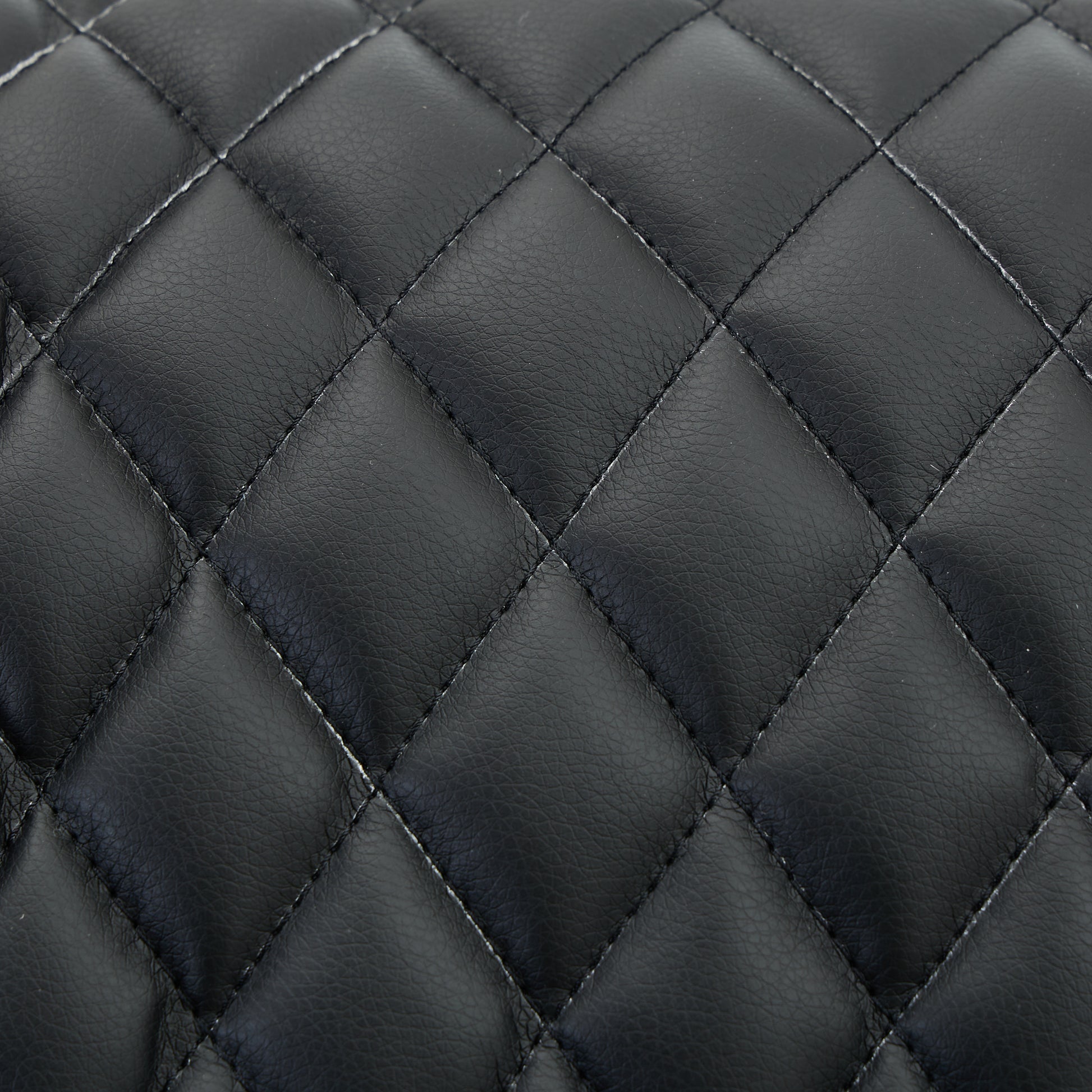 Close-up of black quilted leather texture